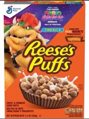 Super Mario Galaxy Movie REESE'S PUFFS Cereal Box General Mills LE  Bowser 10/26